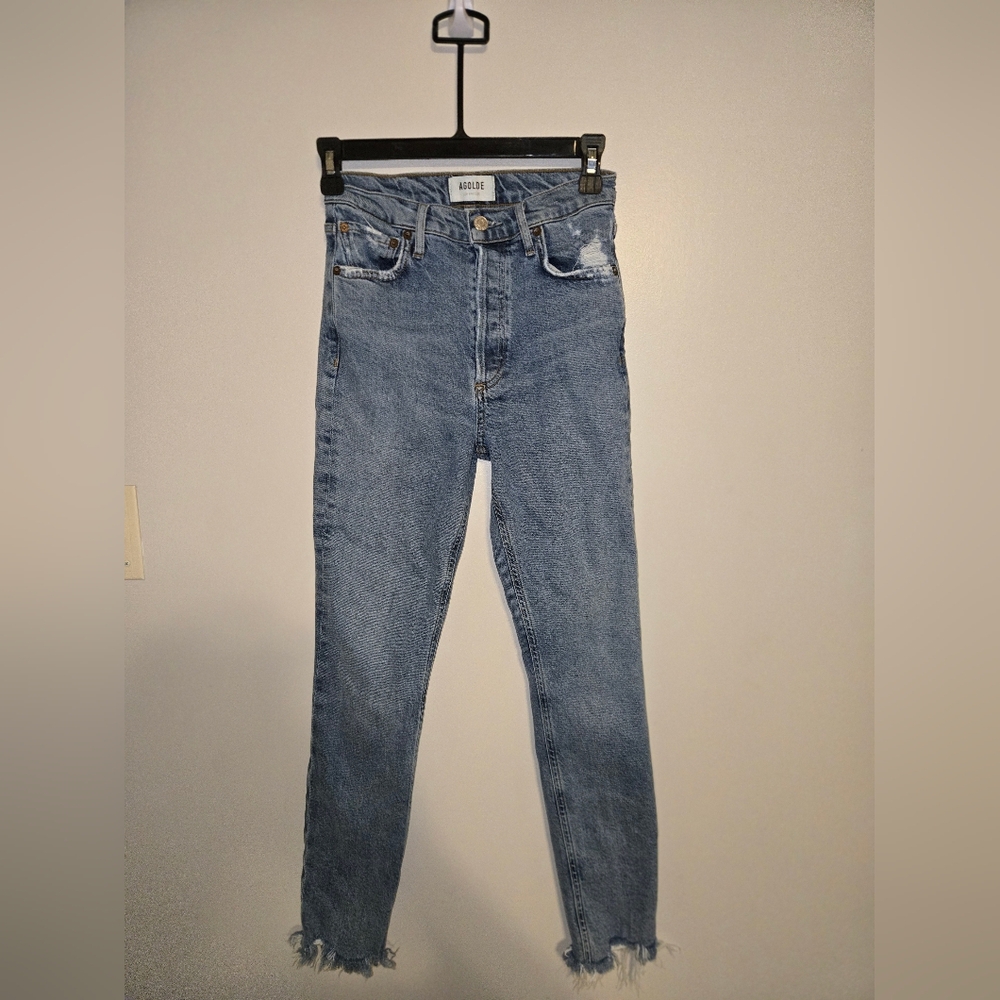 Womens Size 24 Agolde High Rise Buttoned Fly With Frayed Hem Jeans